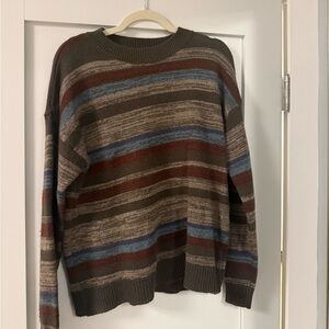 Brown Striped Crewneck Sweater